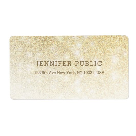 金ゴールドエレガントグリッターモダンテンプレート ラベル (正面)