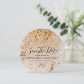 金ゴールドエレガントグリッターモダンラグジュアリースパークル セーブザデート (スタンド正面)