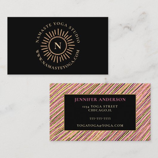 金ゴールドエレガントグリッターモノグラパーソナライズされたム 名刺 (正面/裏面)