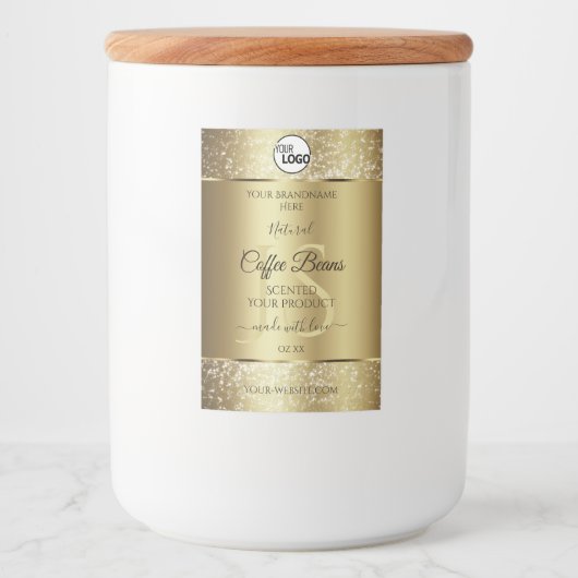 金ゴールドエレガントグリッターモノグラム製品ラベルのロゴ フードラベル (正面)