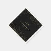 金ゴールドエレガントグリッターモノグ結婚ラム スタンダードカクテルナプキン (角)