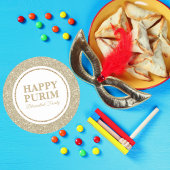 金ゴールドエレガントグリッターユダヤ教ホリデーハッピープリム ラウンドシール