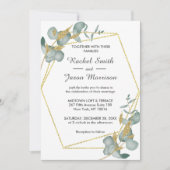 金ゴールドエレガントグリッターユーカリ結婚ー 招待状 (正面)