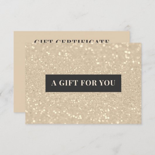金ゴールドエレガントグリッターラグジュアリー証明書ギフトカード (正面/裏面)