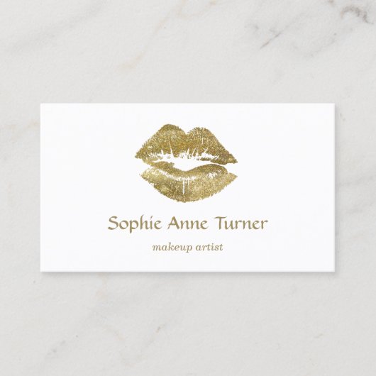 金ゴールドエレガントグリッターリップメイクアップアーティスト 名刺 (正面)