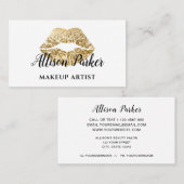 金ゴールドエレガントグリッターリップメイクアップアーティスト 名刺 (正面/裏面)