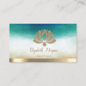 金ゴールドエレガントグリッターロータス美しいサロン水彩 名刺 (正面)