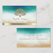 金ゴールドエレガントグリッターロータス美しいサロン水彩 名刺 (正面/裏面)