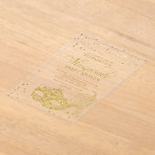 金ゴールドエレガントグリッター仮装Sweet 16 アクリル招待状 (レイダウン)