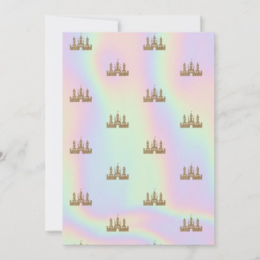 金ゴールドエレガントグリッター城ホログラフィック誕生日 招待状 (裏面)