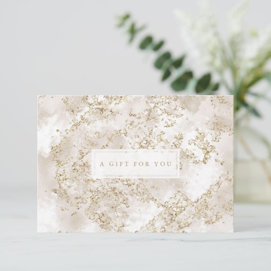 金ゴールドエレガントグリッター大理石ギフト証明書カード (スタンド正面)