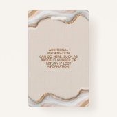 金ゴールドエレガントグリッター大理石ゲートサロンIDバッジ バッジ (裏面)