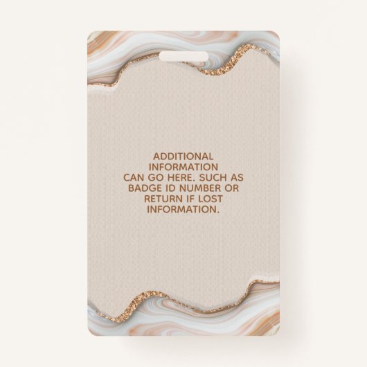 金ゴールドエレガントグリッター大理石ゲートサロンIDバッジ バッジ (裏面)