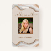 金ゴールドエレガントグリッター大理石ゲートサロンIDバッジ バッジ (正面)