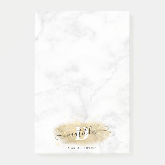 金ゴールドエレガントグリッター大理石メーキャップのアーティスト ポストイット (正面)