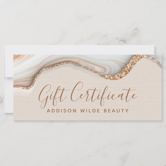 金ゴールドエレガントグリッター大理石瑪瑙ギフト証明書 (正面)