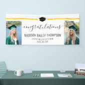 金ゴールドエレガントグリッター書道卒業写真 横断幕 (トレードショー)