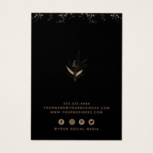 金ゴールドエレガントグリッター植物表示カード (裏面)