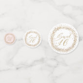 金ゴールドエレガントグリッター牡丹花模様ズスウィート16 コンフェッティ (裏面)