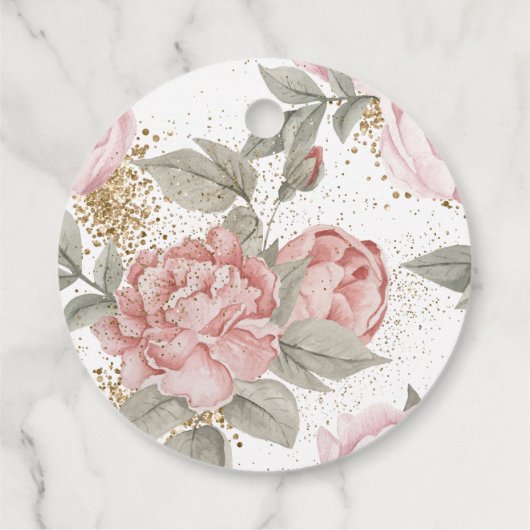 金ゴールドエレガントグリッター牡丹花模様ズスウィート16 フェイバータグ (裏面)