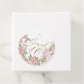 金ゴールドエレガントグリッター牡丹花模様ズスウィート16 フェイバータグ (インサイチュ)