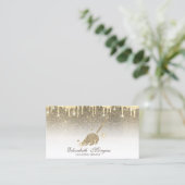 金ゴールドエレガントグリッター箒メイドクリーニングハウス 名刺 (スタンド正面)