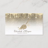 金ゴールドエレガントグリッター箒メイドクリーニングハウス 名刺 (正面)