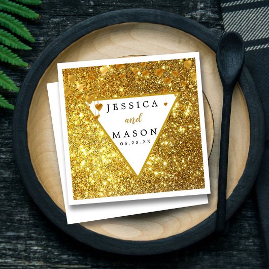 金ゴールドエレガントグリッター結婚ズカクテルナプキンス スタンダードカクテルナプキン