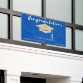 金ゴールドエレガントグリッター院長キャップ、ブルー卒業 横断幕 (ビルの外側)