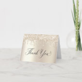 金ゴールドエレガントグリッター50th誕生日パーティー サンキューカード (正面)