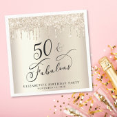 金ゴールドエレガントグリッター50th誕生日パーティー スタンダードカクテルナプキン