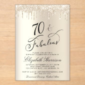 金ゴールドエレガントグリッター70th誕生日パーティー アクリル招待状 (正面)