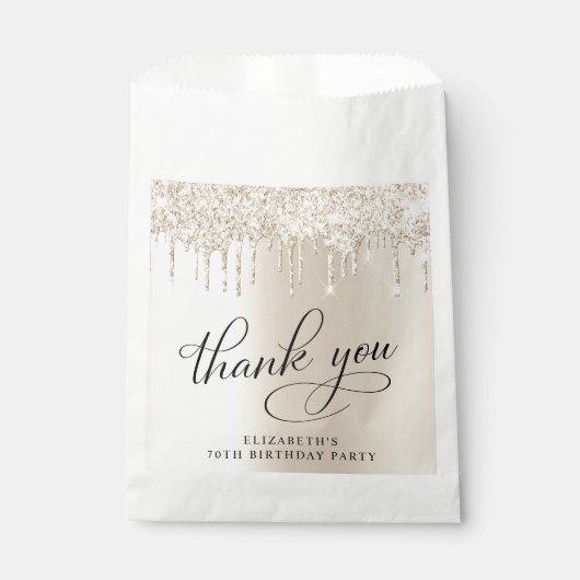 金ゴールドエレガントグリッター70th誕生日パーティー フェイバーバッグ (正面)