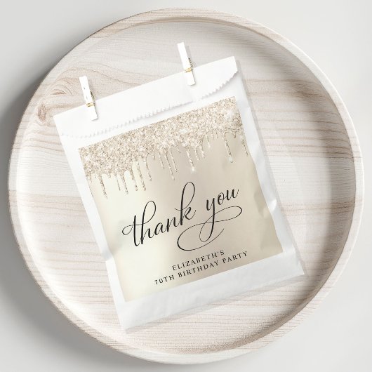 金ゴールドエレガントグリッター70th誕生日パーティー フェイバーバッグ