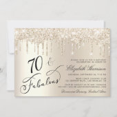 金ゴールドエレガントグリッター70th誕生日パーティー 招待状 (正面)