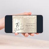 金ゴールドエレガントグリッター70th誕生日パーティー 招待状