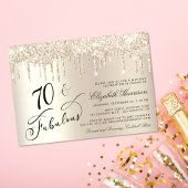 金ゴールドエレガントグリッター70th誕生日パーティー 招待状
