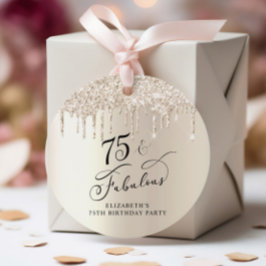 金ゴールドエレガントグリッター75th誕生日パーティーありがとう フェイバータグ