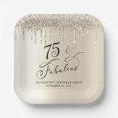 金ゴールドエレガントグリッター75th誕生日パーティー ペーパープレート (正面)