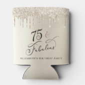 金ゴールドエレガントグリッター75th誕生日パーティー 缶クーラー (裏面)