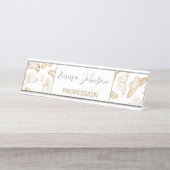 金ゴールドエレガントグリッター デスクネームプレート (正面)