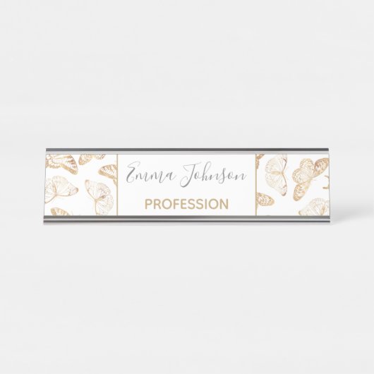 金ゴールドエレガントグリッター デスクネームプレート (正面)