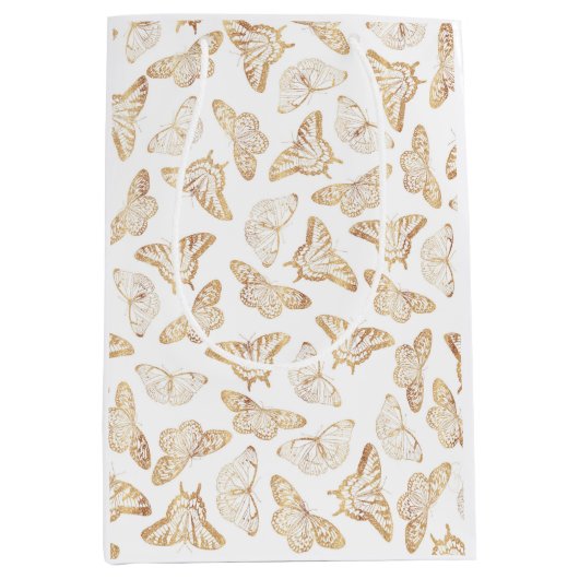 金ゴールドエレガントグリッター ミディアムペーパーバッグ (正面)