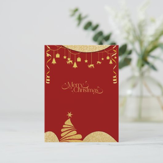 金ゴールドエレガントグリッター&レッドホリデー応援カード シーズンポストカード (スタンド正面)
