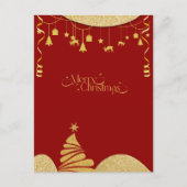 金ゴールドエレガントグリッター&レッドホリデー応援カード シーズンポストカード (正面)