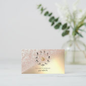 金ゴールドエレガントグリッター《写真》ぼけ味ヨガガガールシルエット 名刺 (スタンド正面)