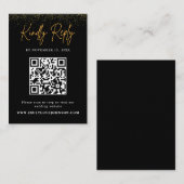 金ゴールドエレガントグリッターQRコード結婚式RSVP エンクロージャーカード (正面/裏面)