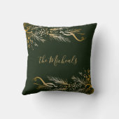 金ゴールドエレガントグリーパーソナライズされたメリークリスマス クッション (裏面)