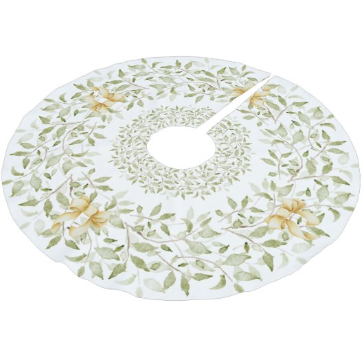 金ゴールドエレガントグリーンクリスマスウォーターモダン色 ブラッシュドポリエステルツリースカート (アングル)