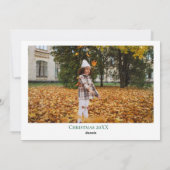 金ゴールドエレガントグリーントナカイのクリスマスファミリー写真 シーズンカード (裏面)